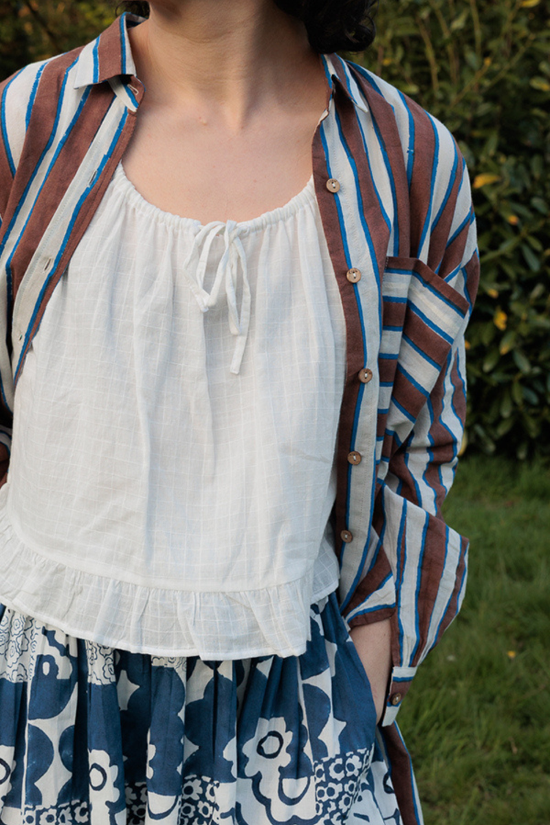 Alice Top-White cotton muslin top/shirt by World of Crow in white for women Worldwide