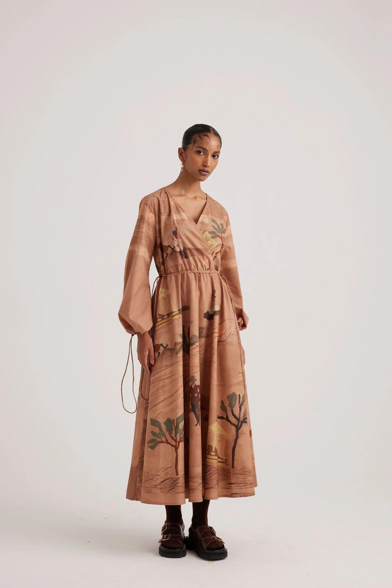 Drawstring Dress-Derby satin by CORD for women Worldwide