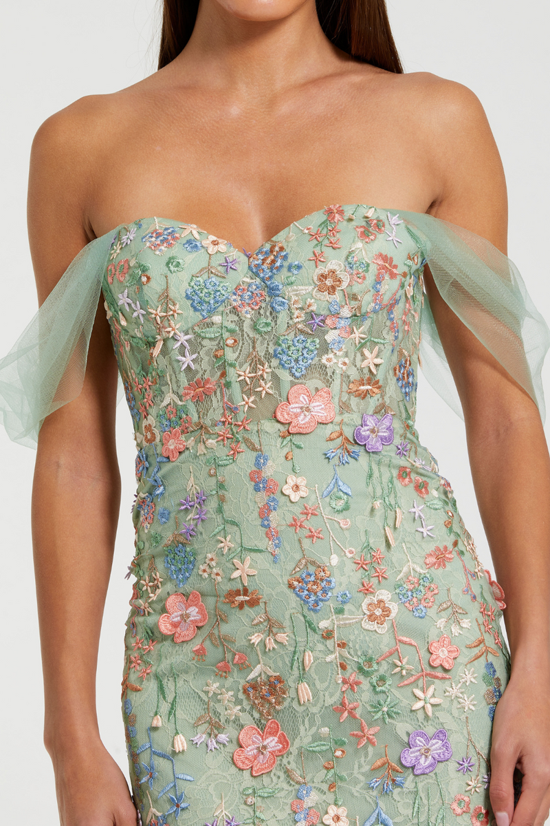 68809- Column Gown-Sage Multi mul by Mac Duggal in multi color for women Worldwide