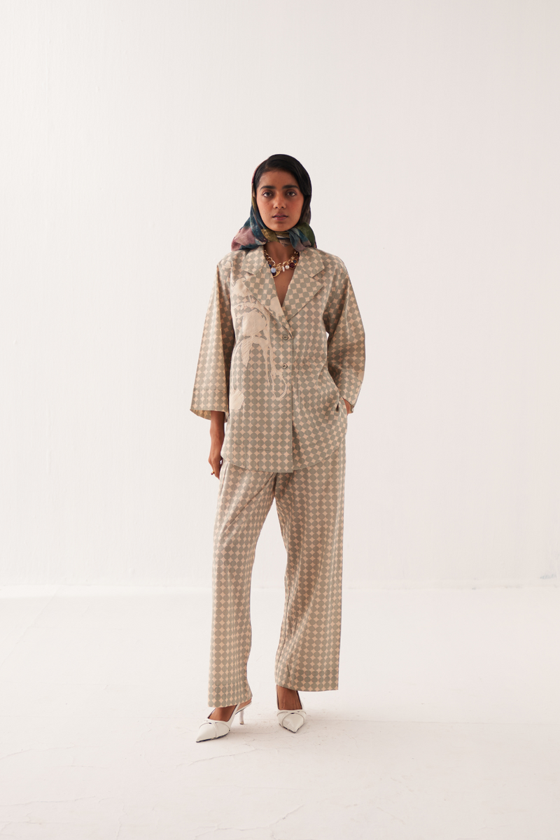 Cuboid Appliqe Jacket Shirt
