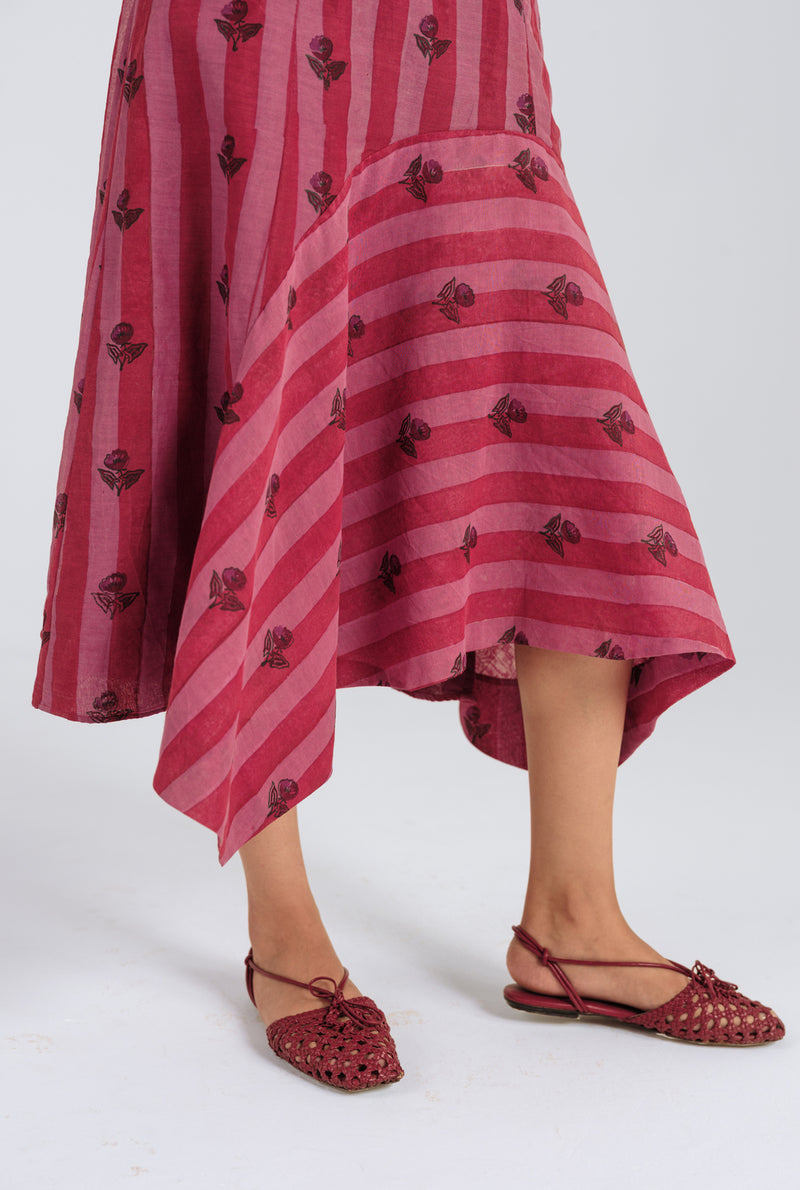 Spring Asymmetric Dress mul chanderi dress by JodiLife in red, pink for women Worldwide