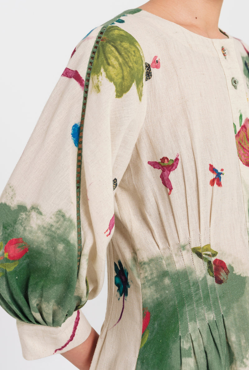 Sway Midi Dress cotton flex dress by JodiLife in offwhite, green for women Worldwide