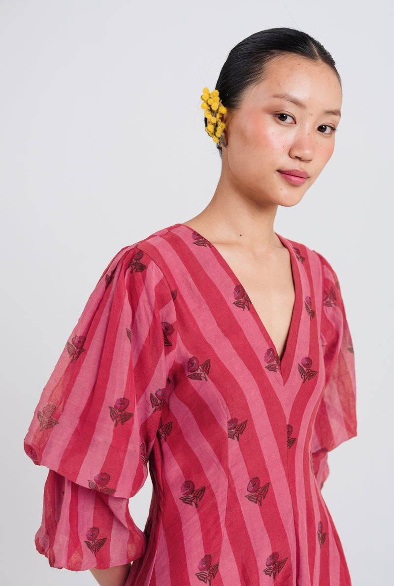 Spring Dress mul chanderi dress by JodiLife in red, pink for women Worldwide