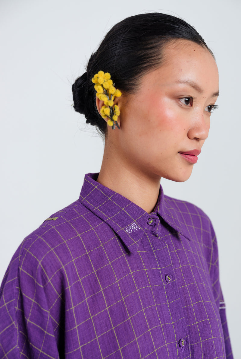 Drift Handloom Shirt handwoven cotton top/shirt by JodiLife in purple for women Worldwide