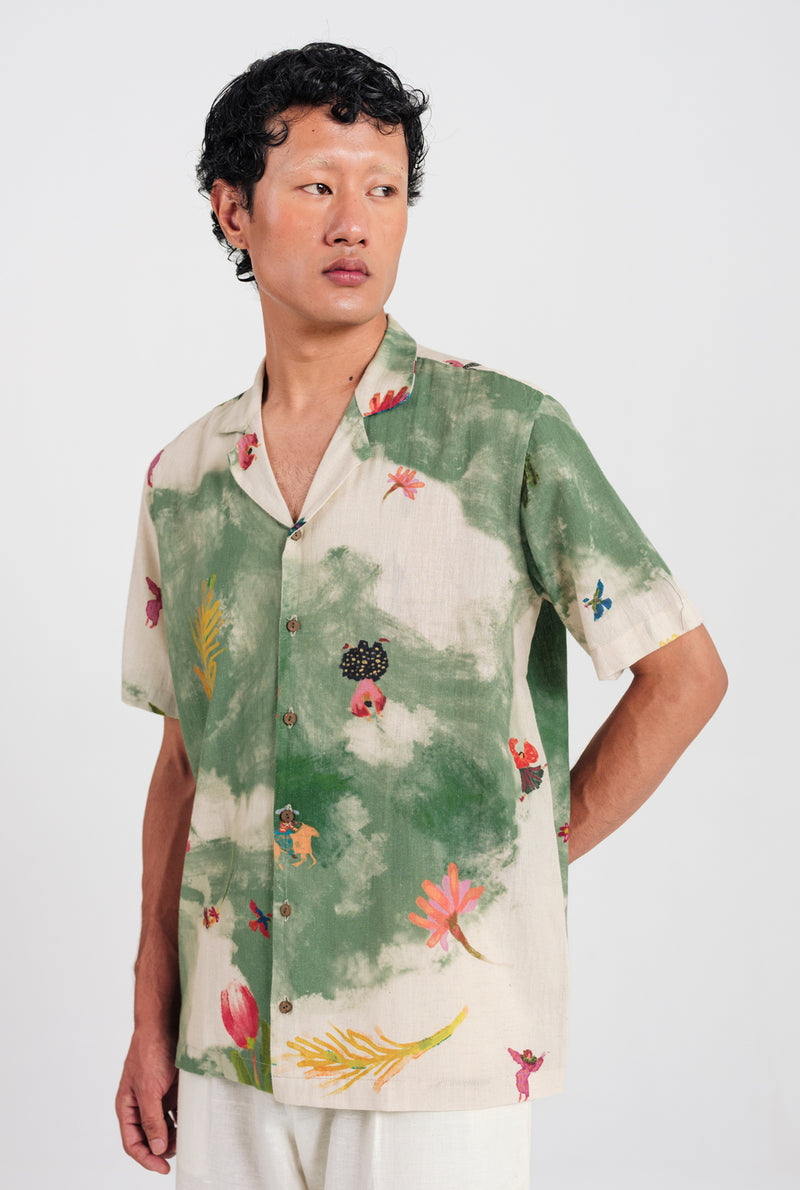 Sway Men Shirt cotton shirt by Jodi Men in offwhite, green for men Worldwide