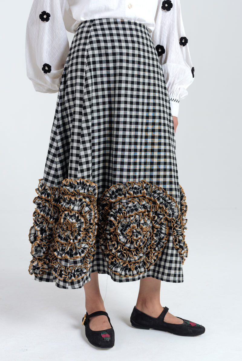 Groove Handloom Skirt handwoven cotton skirt by JodiLife in black, white for women Worldwide