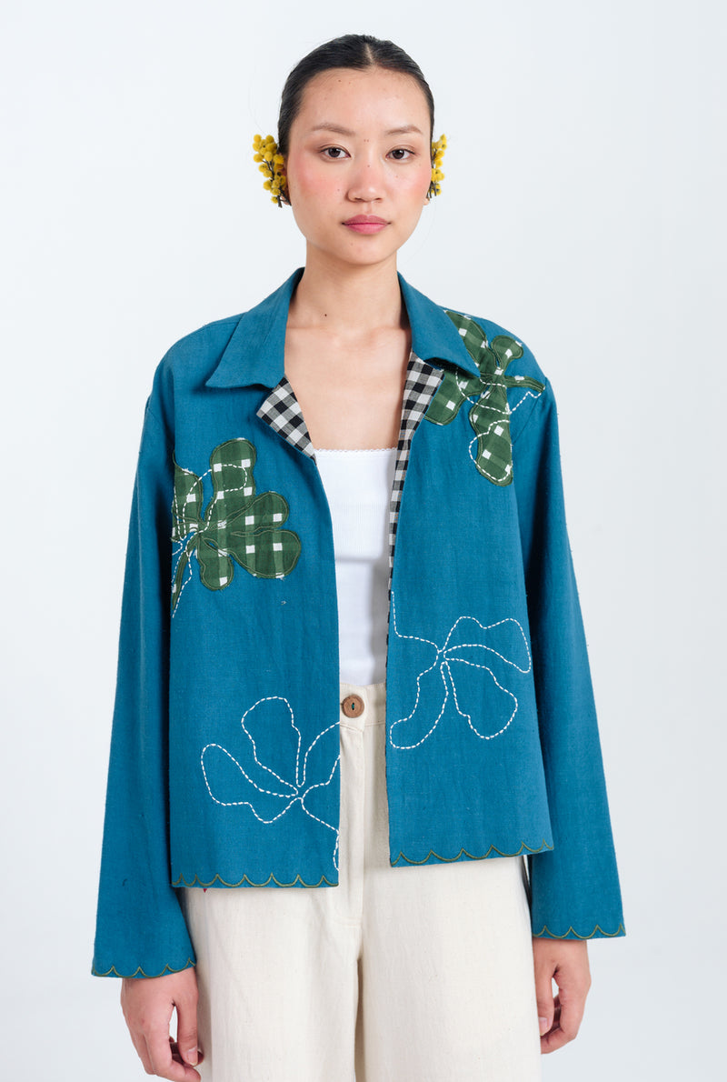 Ether Handloom Jacket kala cotton jacket/overlay by JodiLife in blue for women Worldwide