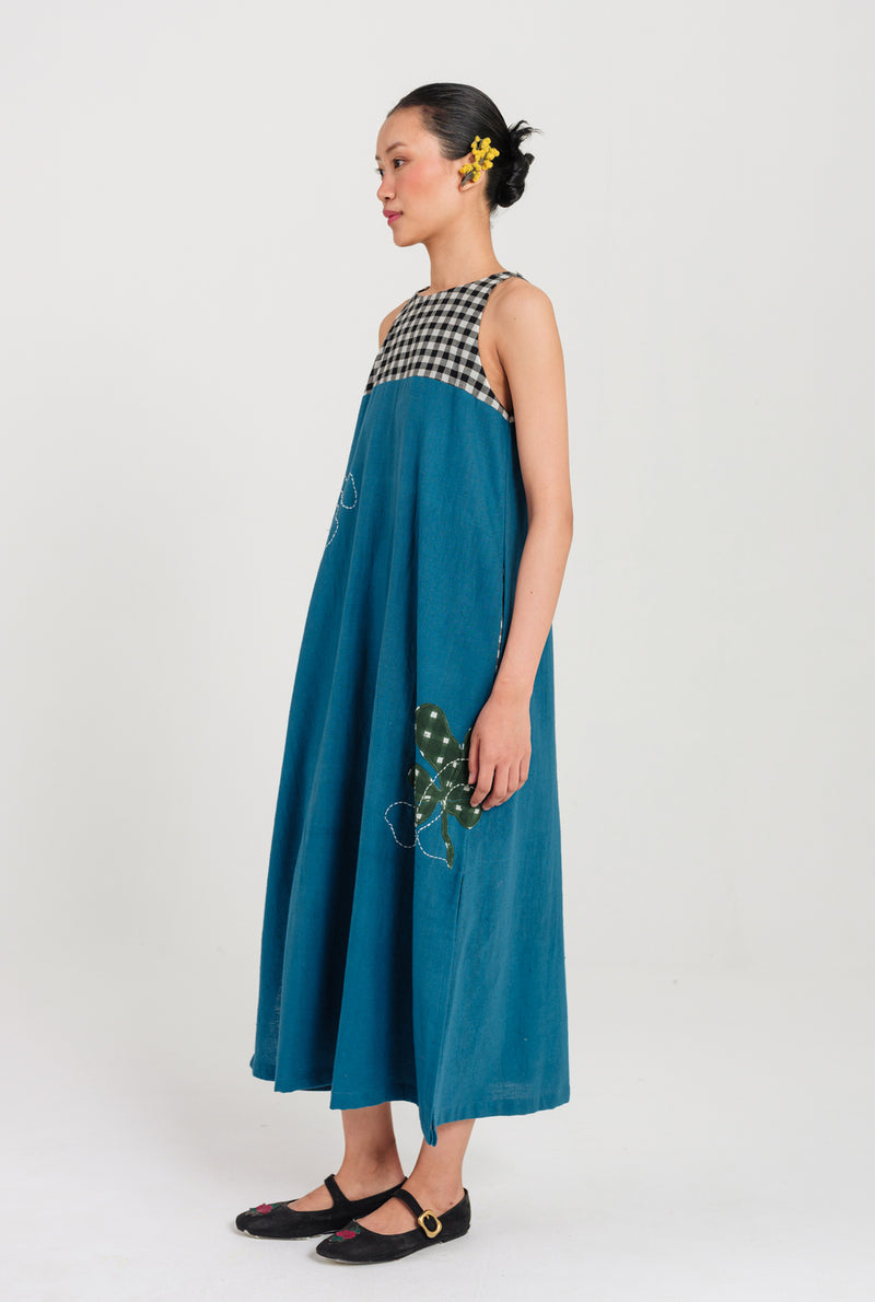 Ether Handloom Dress kala cotton dress by JodiLife in blue for women Worldwide