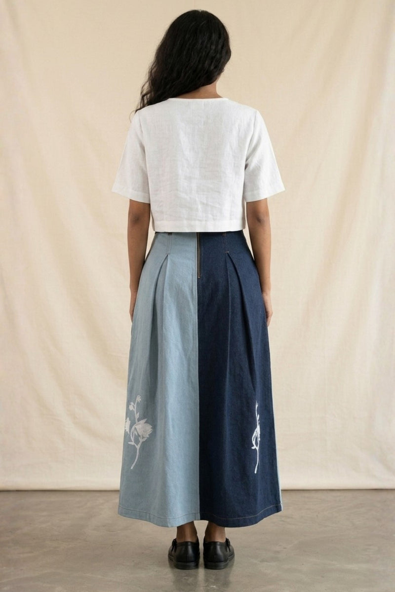 Judy Denim Panelled Skirt denim skirt by Doodlage in blue for women Worldwide