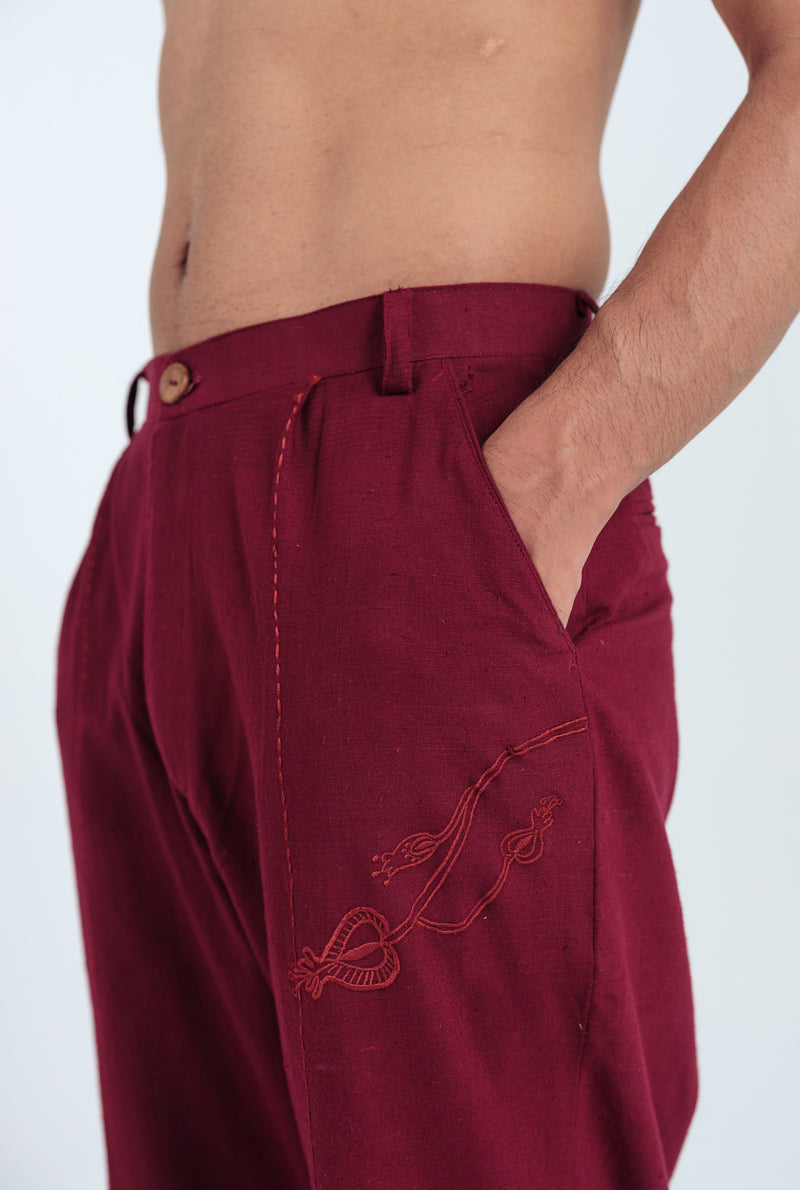 Kuhu Handloom Trouser kala cotton pant/trouser by Jodi Men in red for men Worldwide