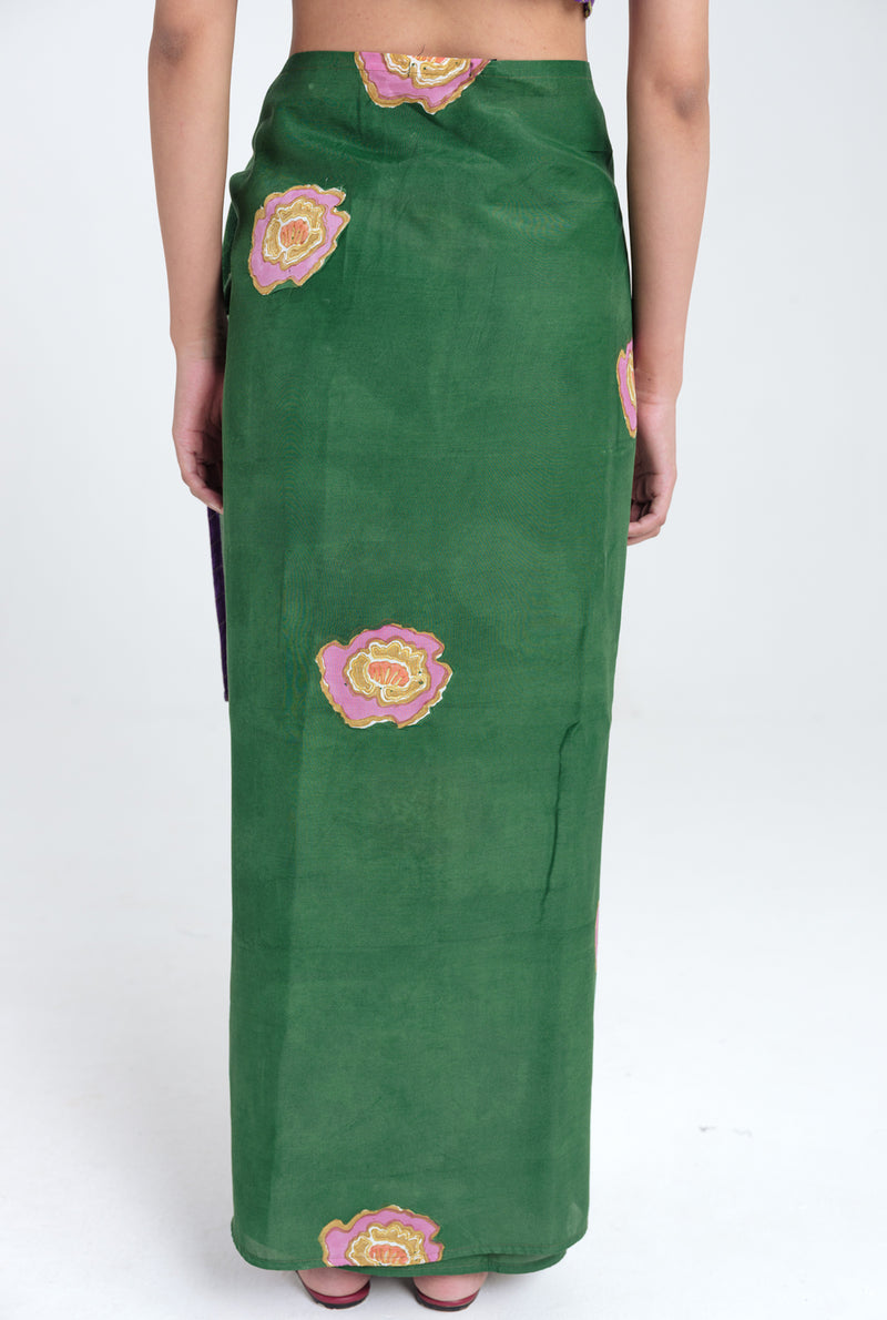 Flow Wrap Skirt muslin silk skirt by JodiLife in green for women Worldwide