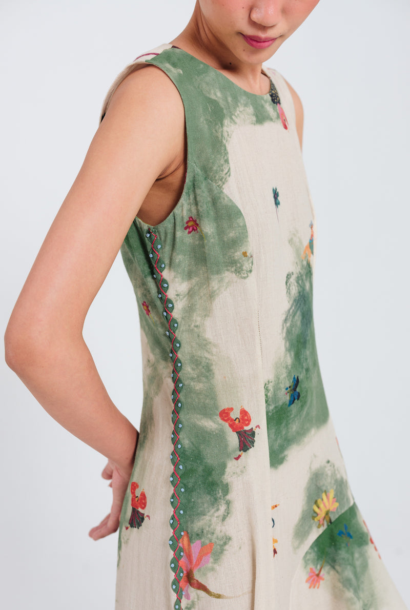 Sway Asymmetric Dress cotton flex dress by JodiLife in offwhite, green for women Worldwide