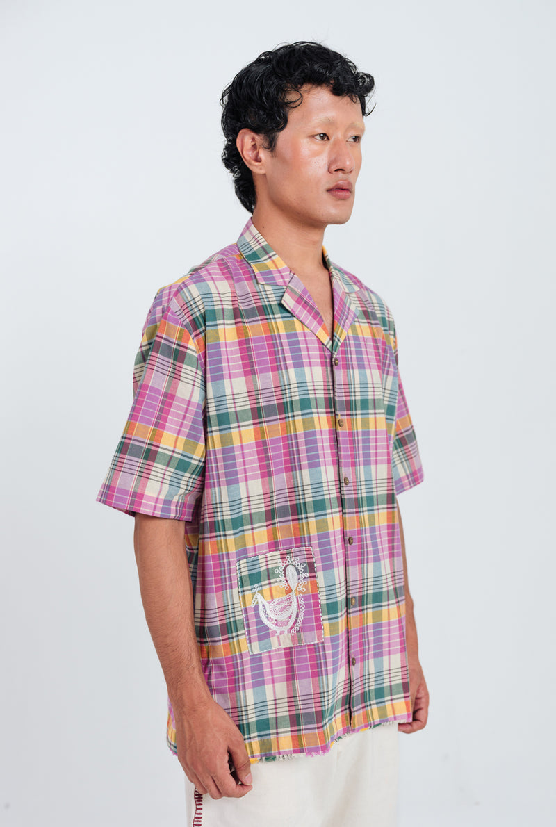 Sherbet Shirt cotton shirt by Jodi Men in pink, green, multi-colour for men Worldwide