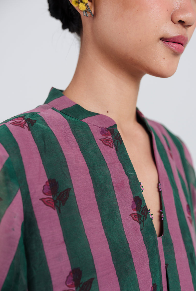 Twirl Shift Dress mul chanderi dress by JodiLife in pink, green for women Worldwide