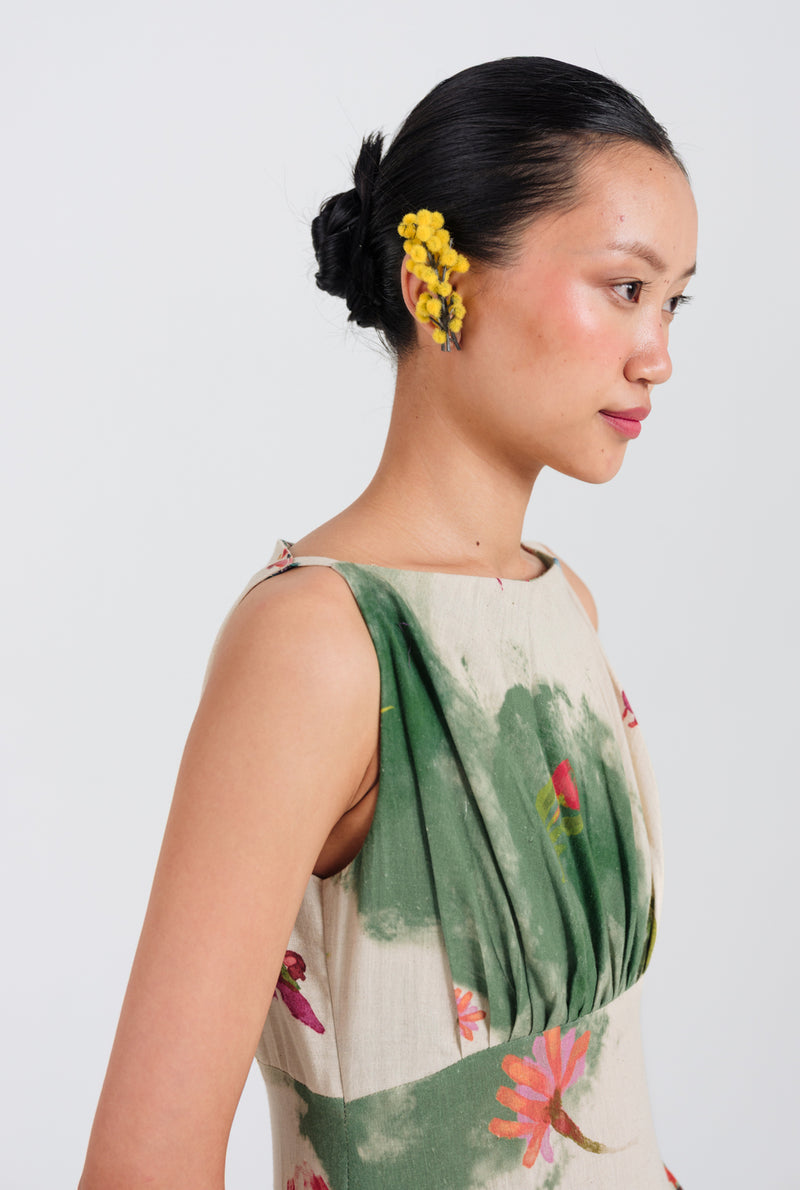 Sway Panel Dress cotton flex dress by JodiLife in offwhite, green for women Worldwide