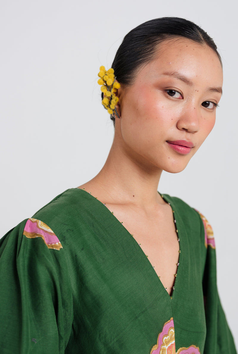 Flow Dress muslin silk dress by JodiLife in green for women Worldwide