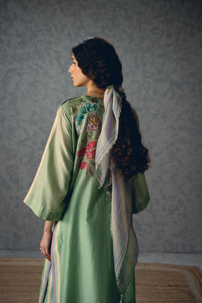 SHIRO KURTA SET- BLUE silk by Paulmi & Harsh in blue color for women Worldwide