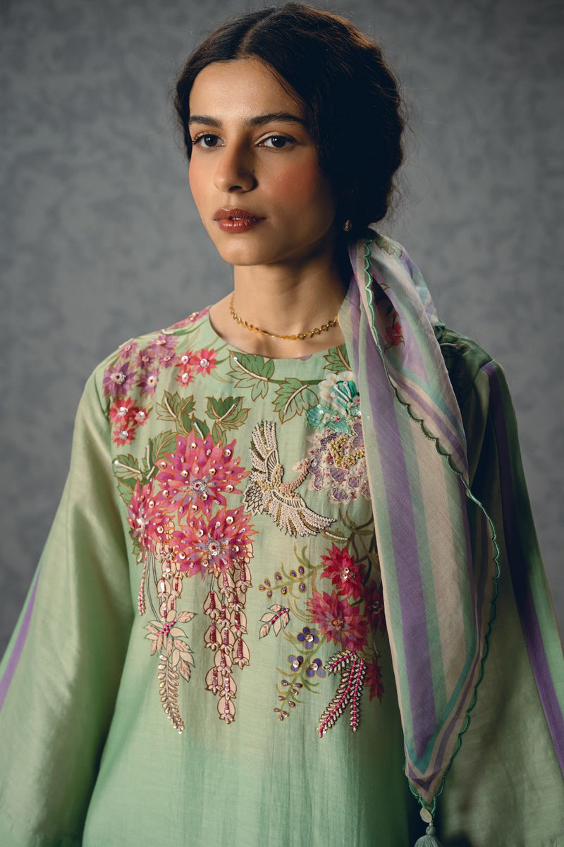 SHIRO KURTA SET- BLUE silk by Paulmi & Harsh in blue color for women Worldwide