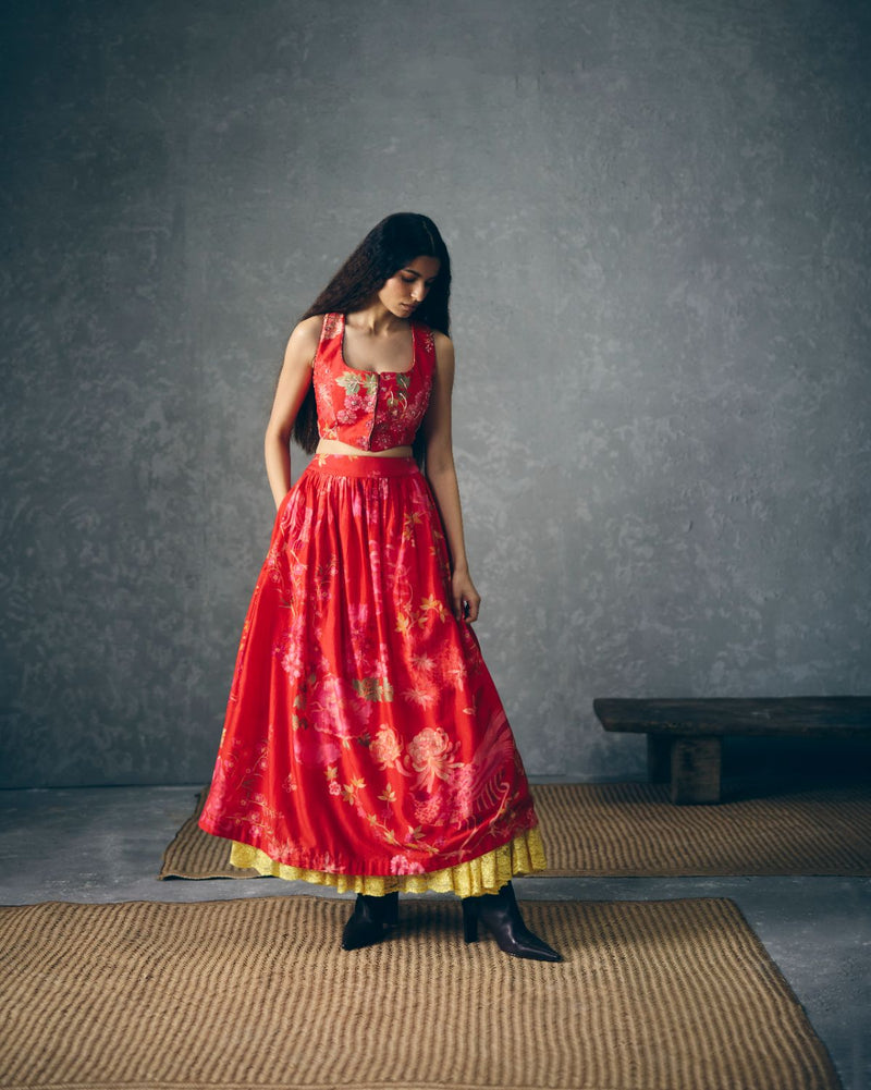 EMBER SET silk by Paulmi & Harsh in red color for women Worldwide