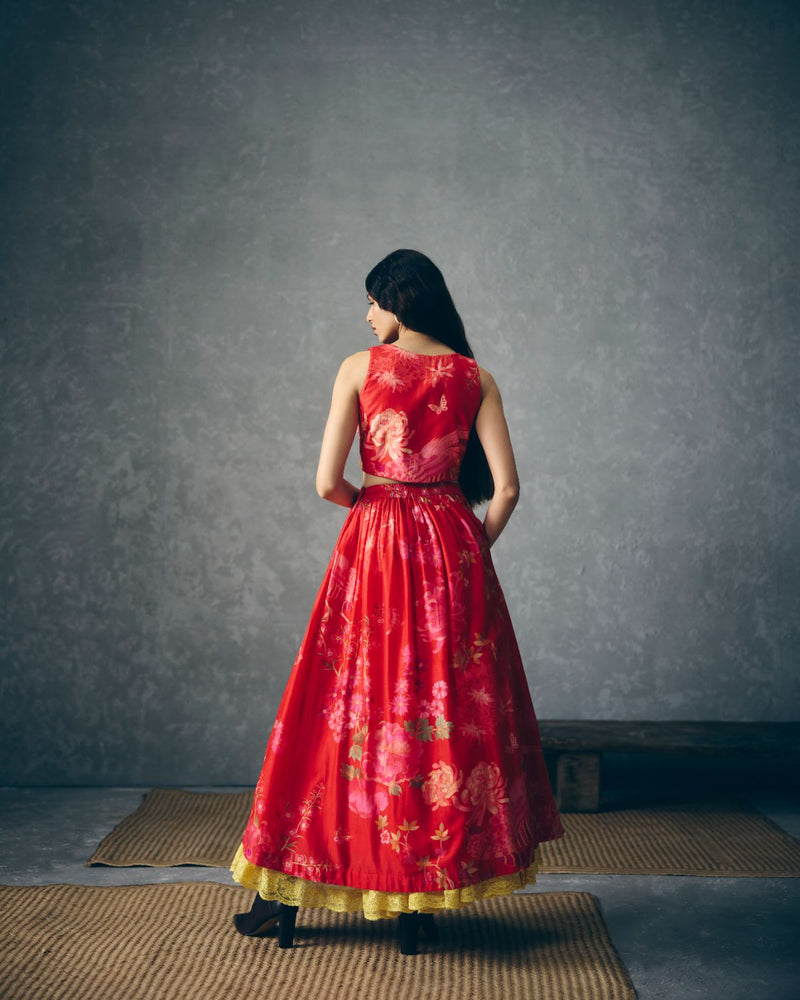 EMBER SET silk by Paulmi & Harsh in red color for women Worldwide