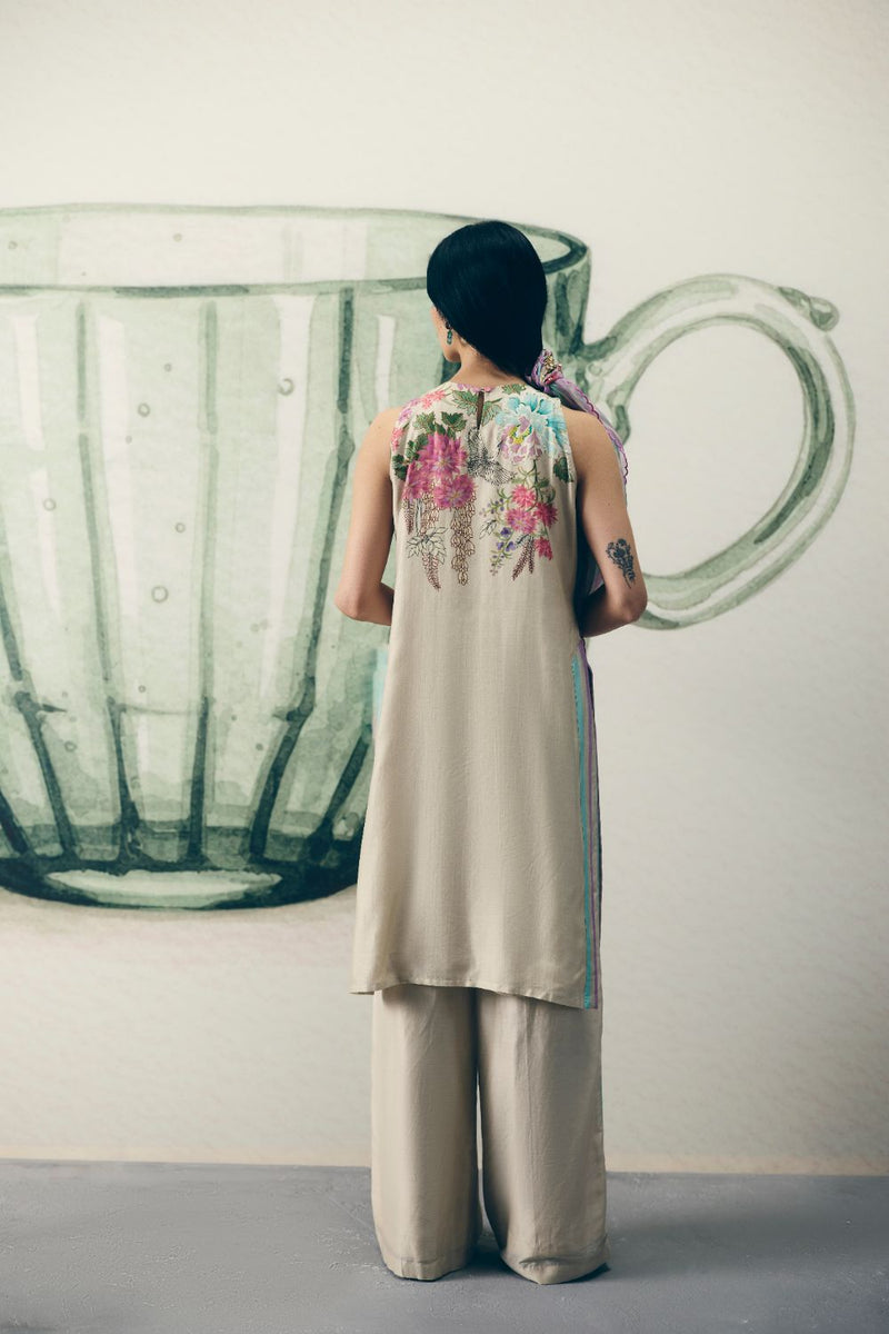 SHIRO KURTA SET silk by Paulmi & Harsh in ivory color for women Worldwide