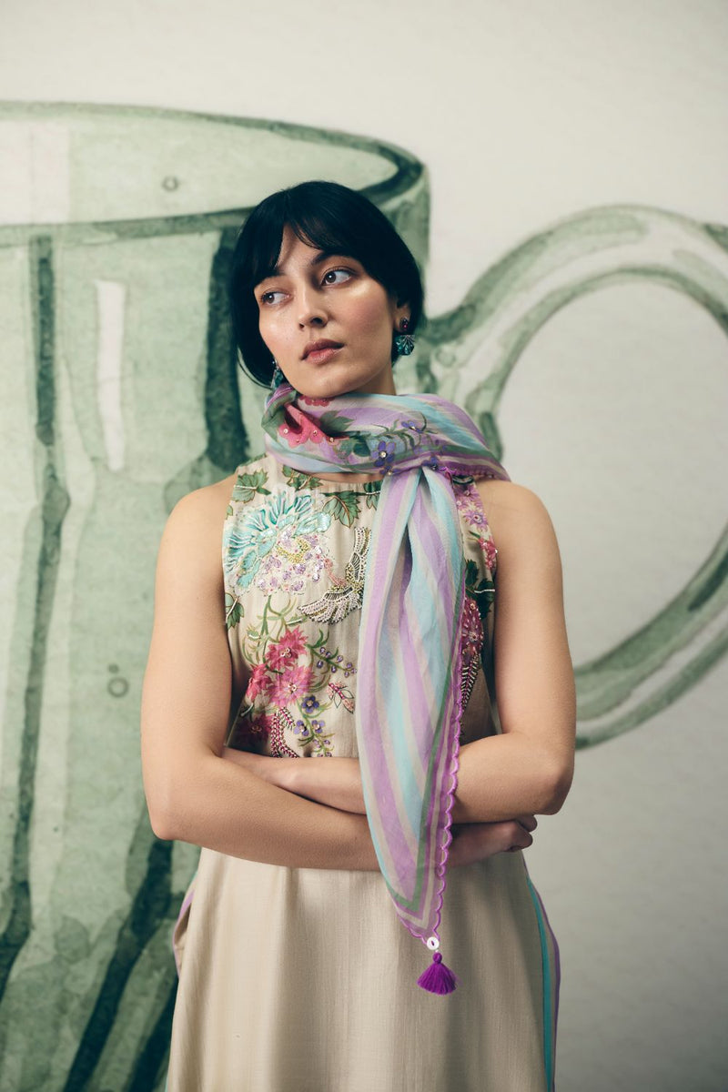 SHIRO KURTA SET silk by Paulmi & Harsh in ivory color for women Worldwide