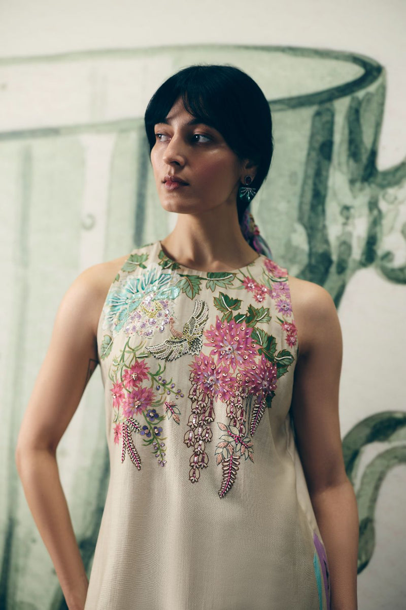 SHIRO KURTA SET silk by Paulmi & Harsh in ivory color for women Worldwide