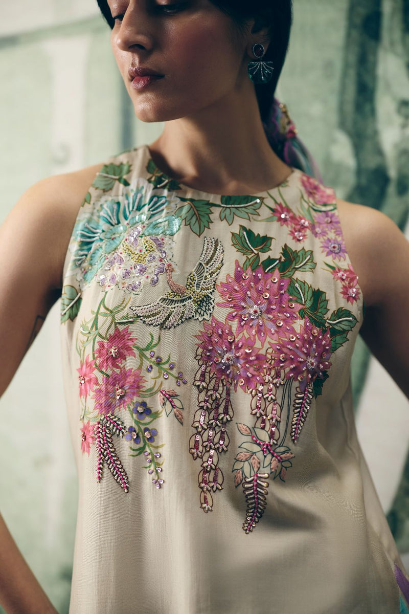 SHIRO KURTA SET silk by Paulmi & Harsh in ivory color for women Worldwide