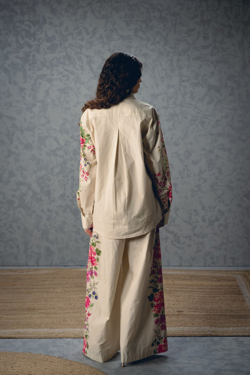 AIRI CO-ORD SET- IVORY poplin by Paulmi & Harsh in ivory color for women Worldwide