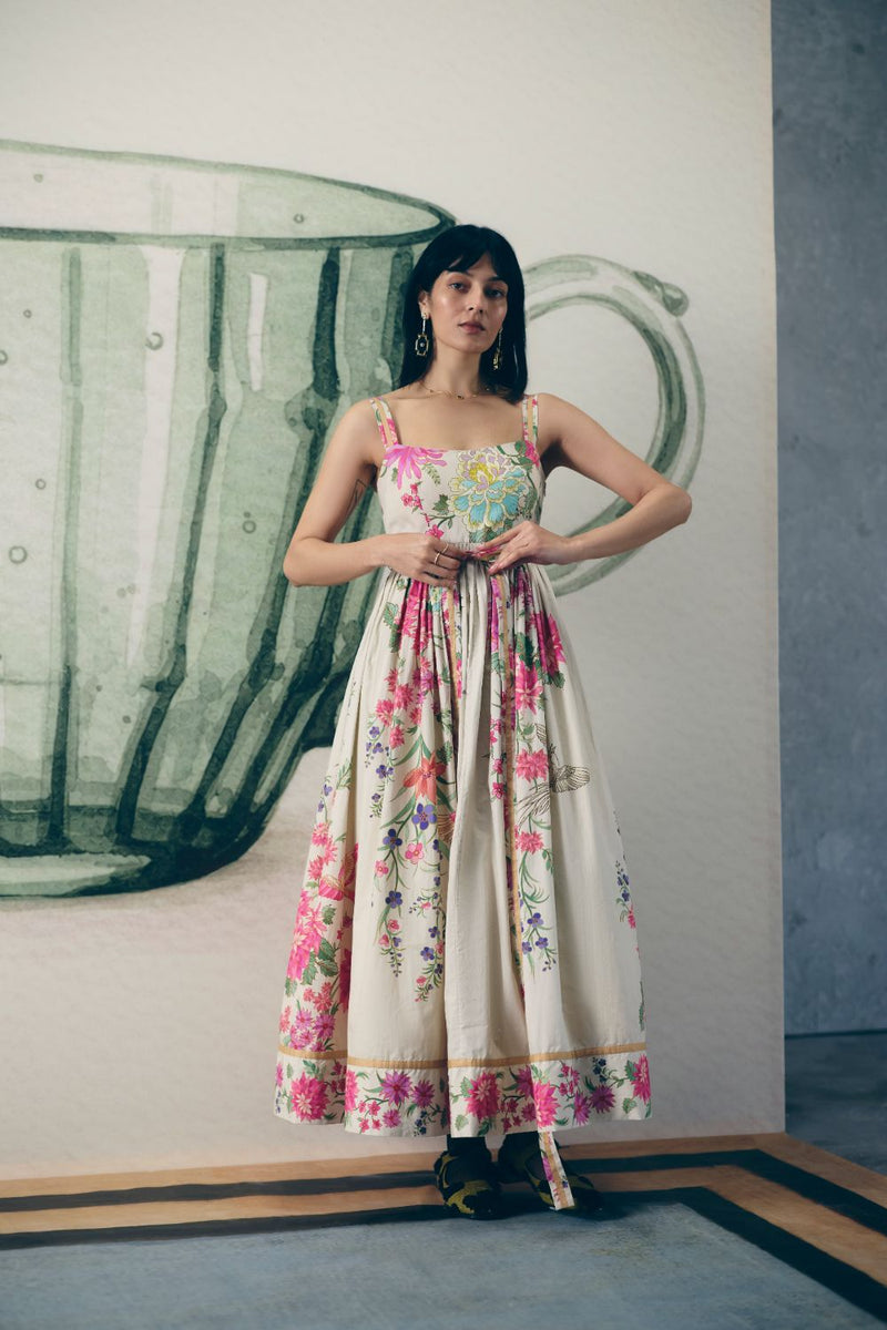 HANAMI DRESS poplin by Paulmi & Harsh in white color for women Worldwide