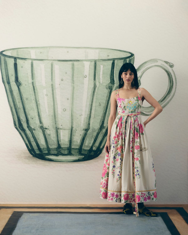 HANAMI DRESS poplin by Paulmi & Harsh in white color for women Worldwide