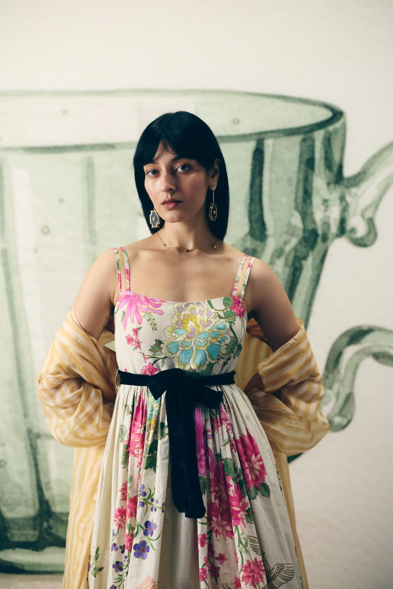 HANAMI DRESS poplin by Paulmi & Harsh in white color for women Worldwide