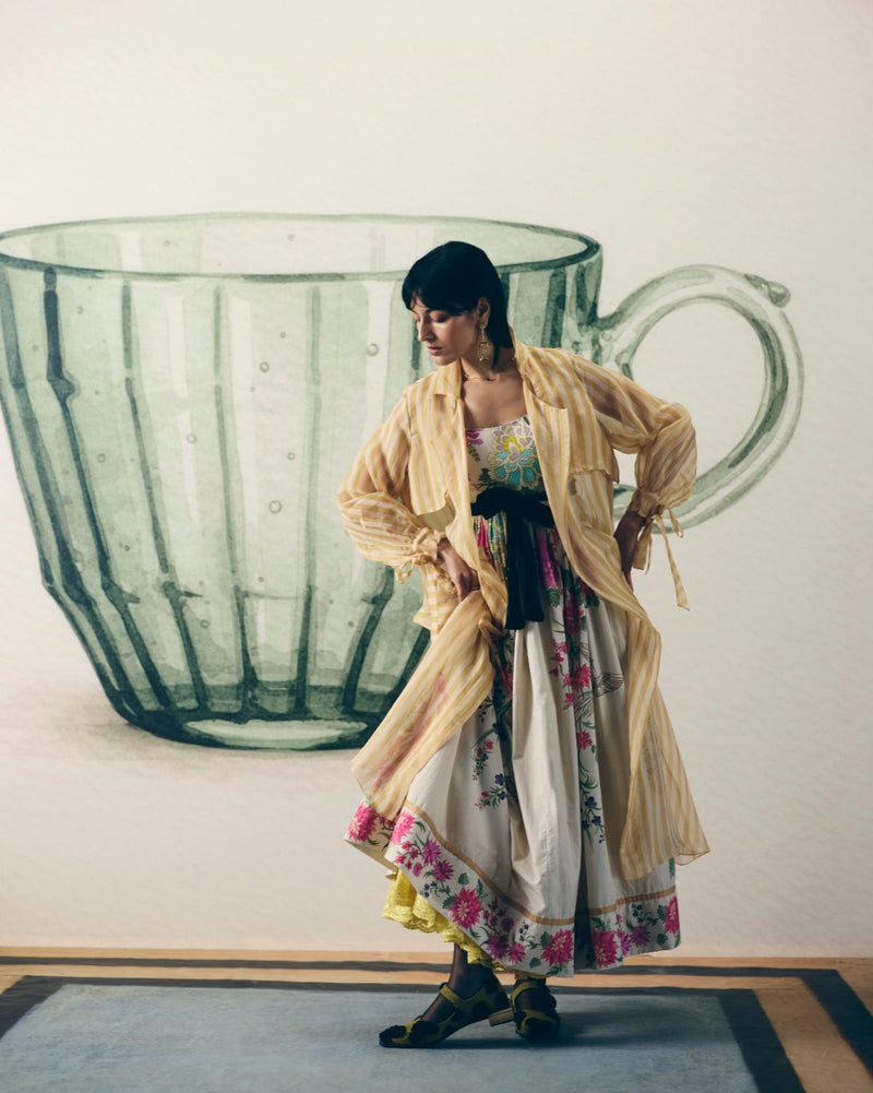 HANAMI DRESS poplin by Paulmi & Harsh in white color for women Worldwide