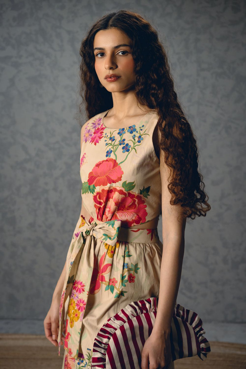 SELORA DRESS- IVORY poplin by Paulmi & Harsh in white color for women Worldwide