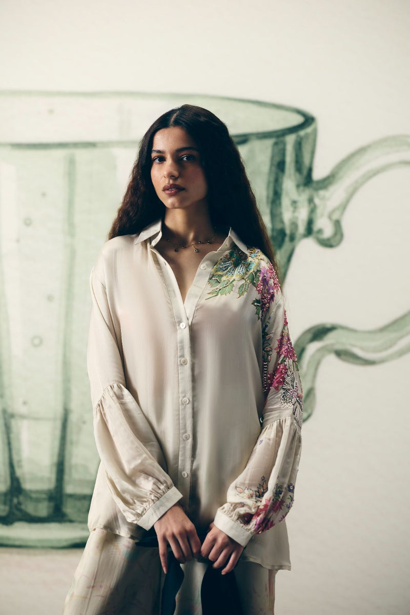 AIKA SATIN SET satin by Paulmi & Harsh in ivory color for women Worldwide