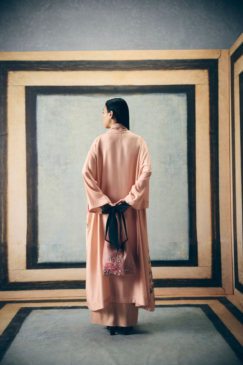 BARA JACKET SET silk by Paulmi & Harsh in pink color for women Worldwide