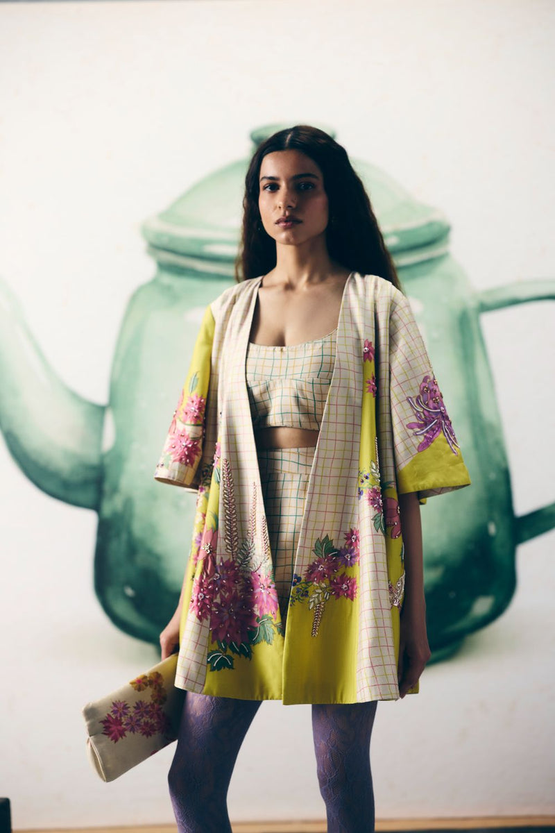 OHAAYA JACKET SET silk by Paulmi & Harsh in ivory color for women Worldwide