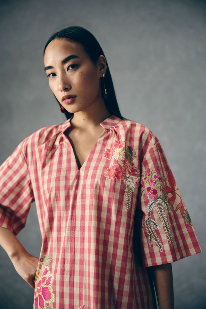 SAKINA DRESS poplin by Paulmi & Harsh in pink color for women Worldwide