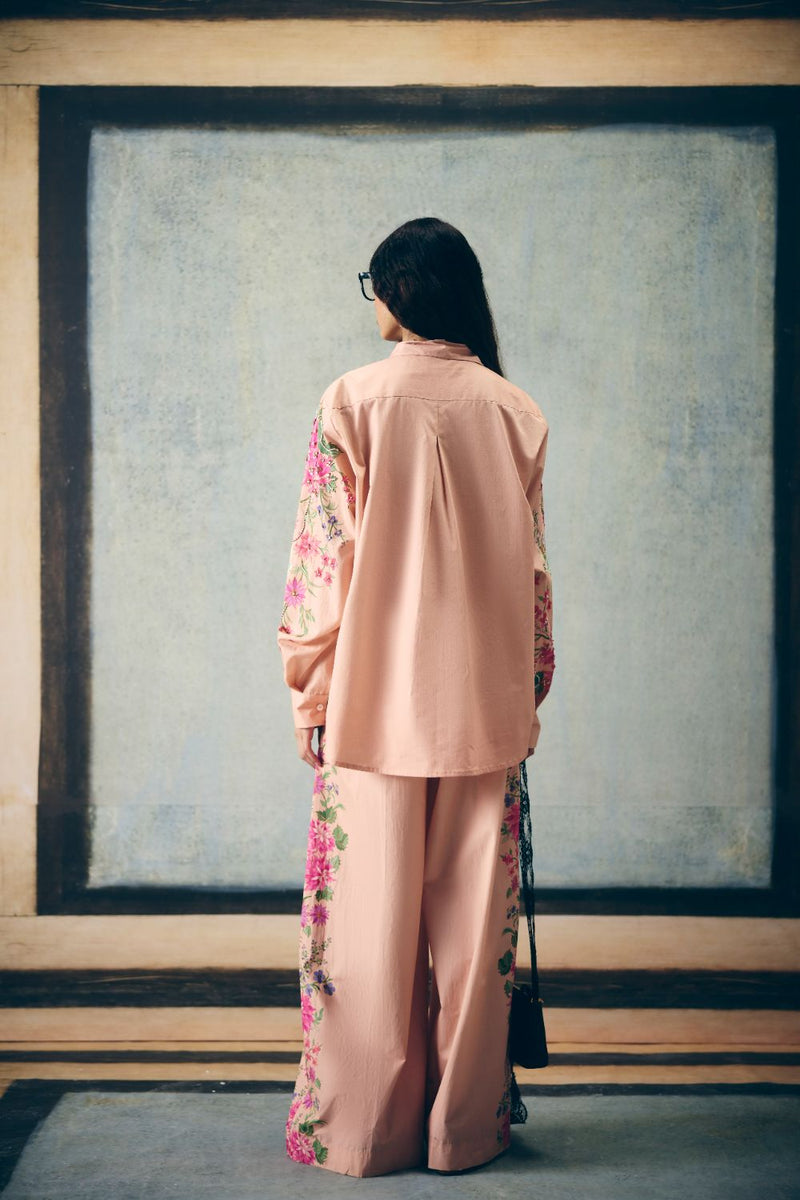 AIRI CO-ORD SET- PINK poplin by Paulmi & Harsh in pink color for women Worldwide