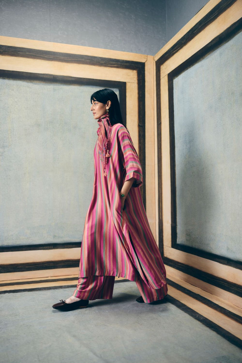 AYAKA KURTA SET- DUSKY silk by Paulmi & Harsh in multi color for women Worldwide