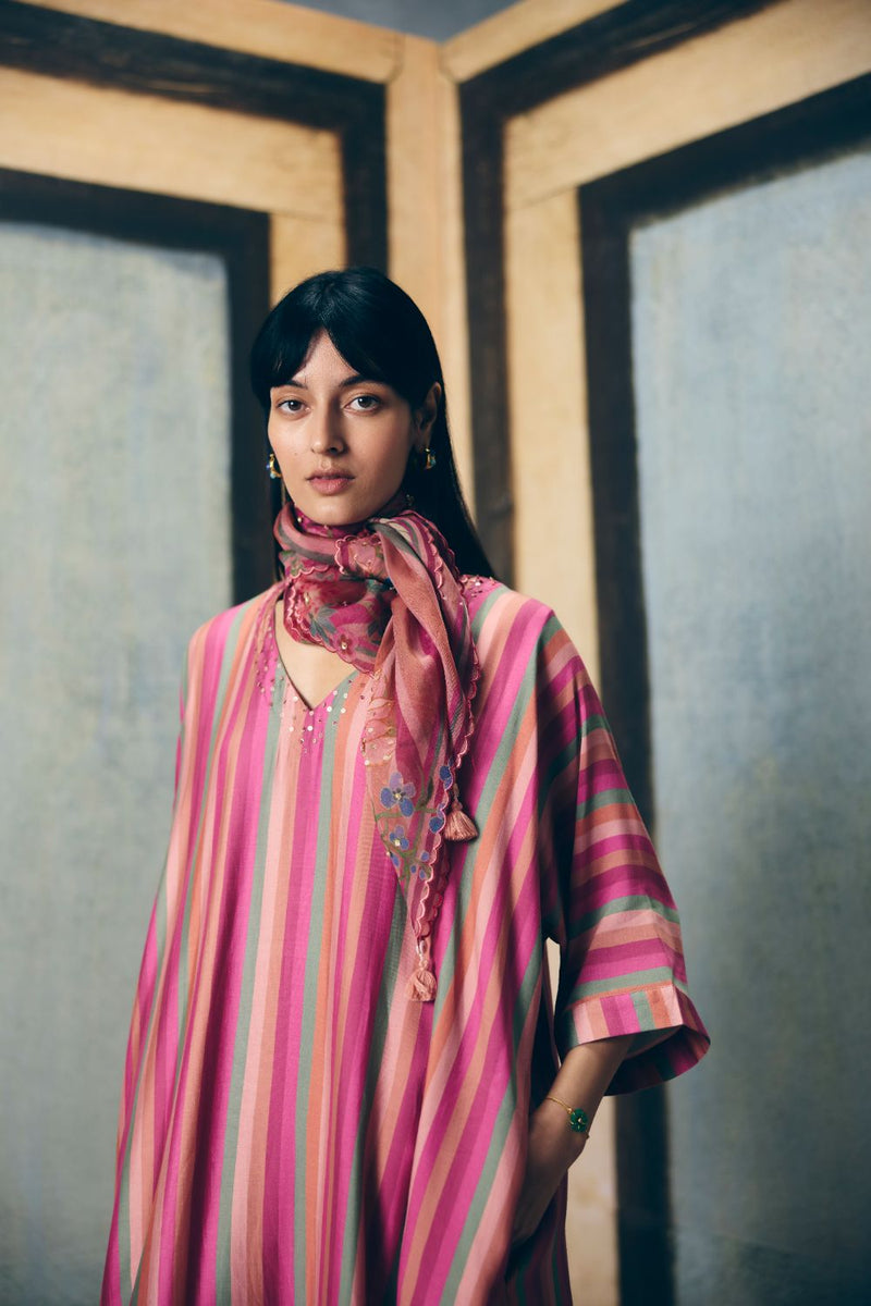 AYAKA KURTA SET- DUSKY silk by Paulmi & Harsh in multi color for women Worldwide