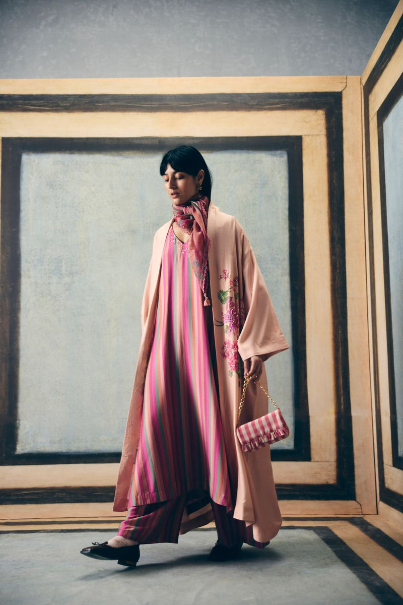 AYAKA KURTA SET- DUSKY silk by Paulmi & Harsh in multi color for women Worldwide