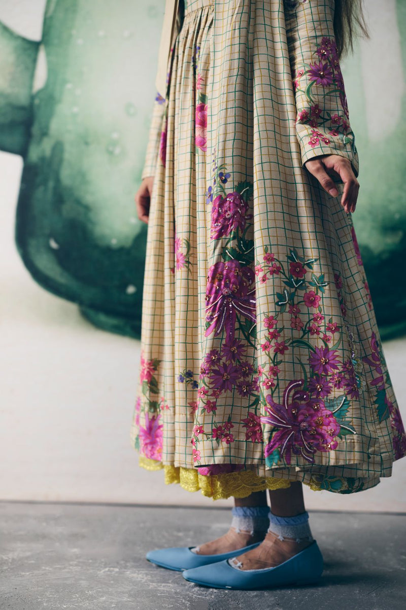 REI DRESS SET silk by Paulmi & Harsh in ivory color for women Worldwide