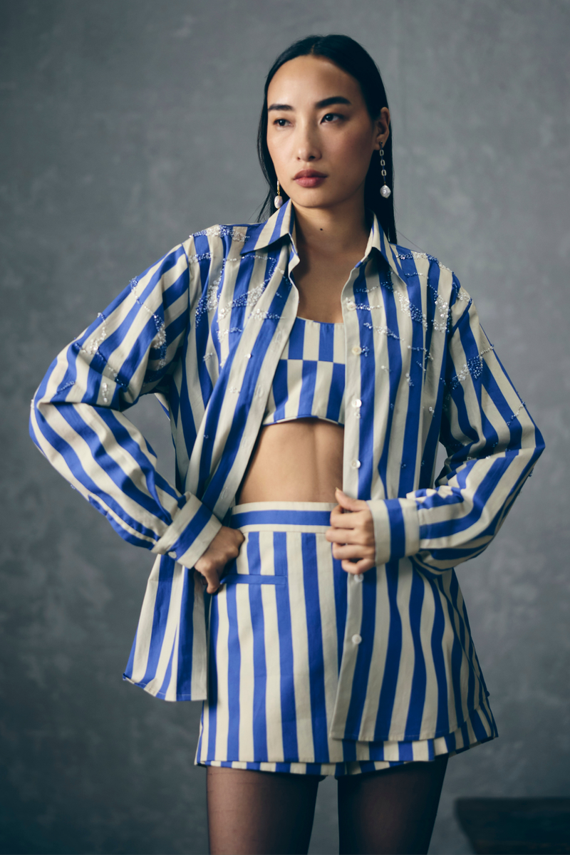 KAI SHIRT SET poplin by Paulmi & Harsh in white color for women Worldwide