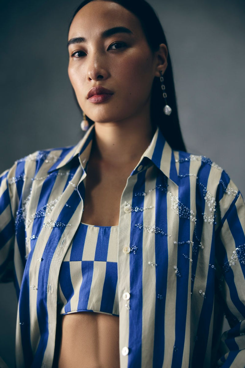 KAI SHIRT SET poplin by Paulmi & Harsh in white color for women Worldwide