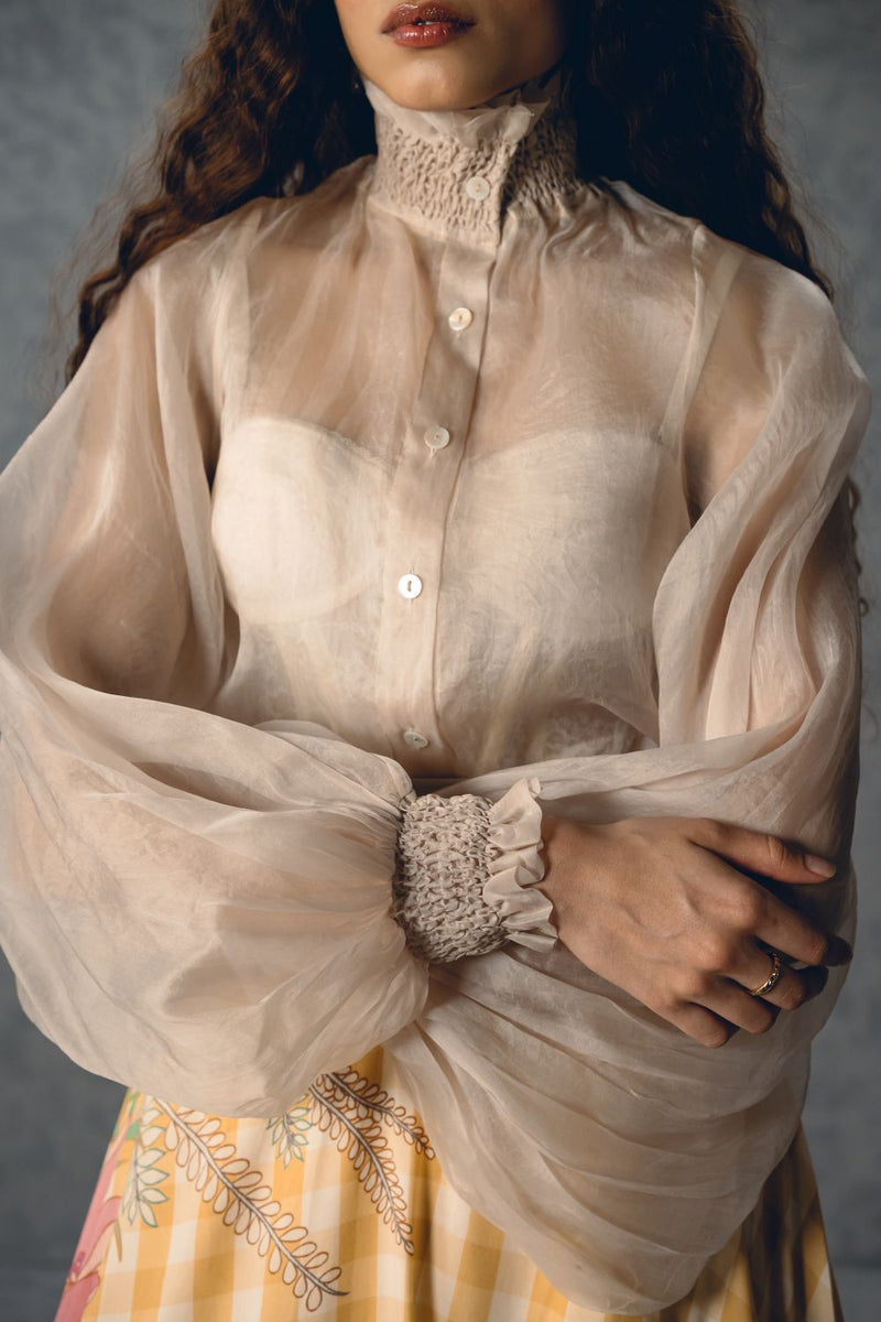 SUNLIT SET organza by Paulmi & Harsh in yellow color for women Worldwide