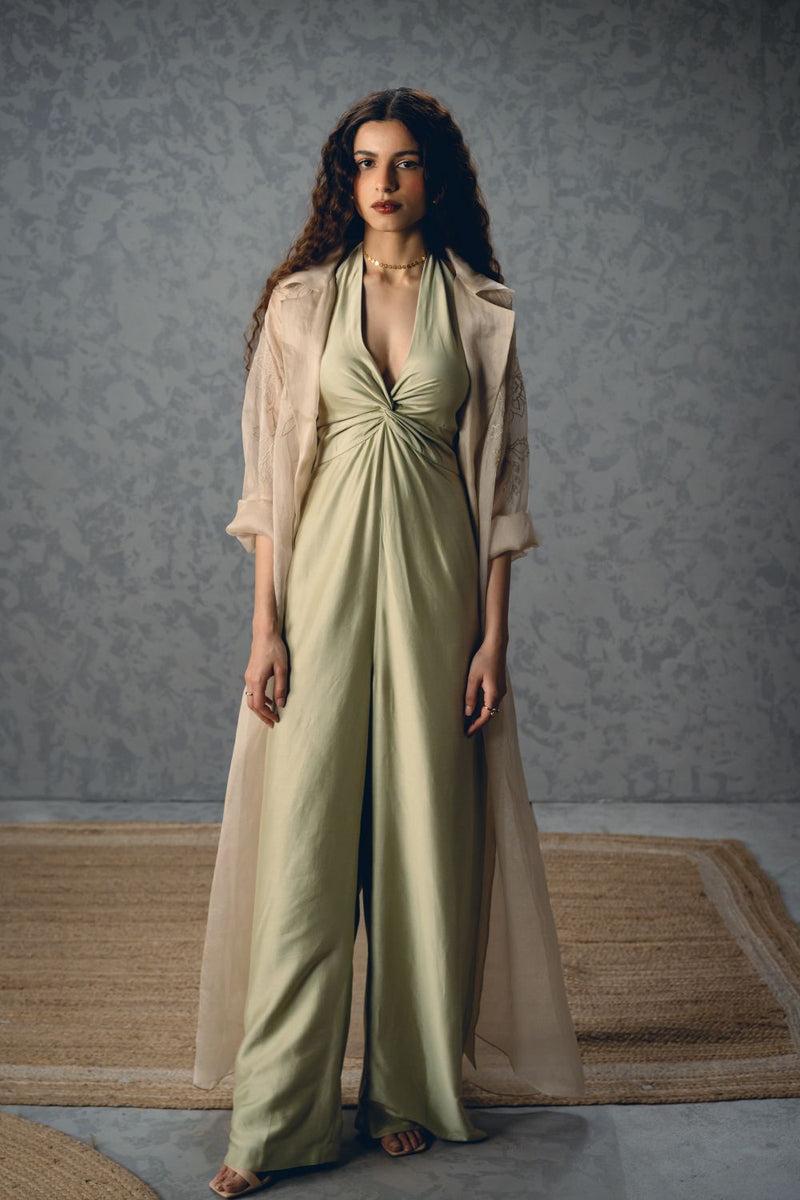 SHINJU JUMPSUIT SET- MINT organza by Paulmi & Harsh in mint color for women Worldwide