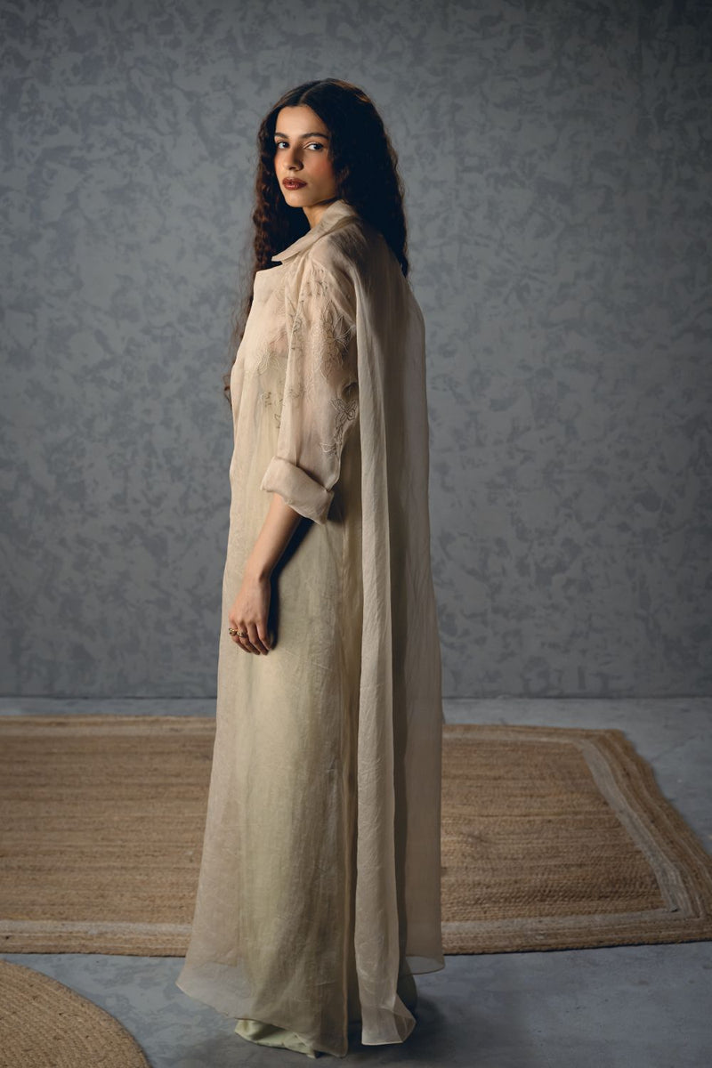 SHINJU JUMPSUIT SET- MINT organza by Paulmi & Harsh in mint color for women Worldwide