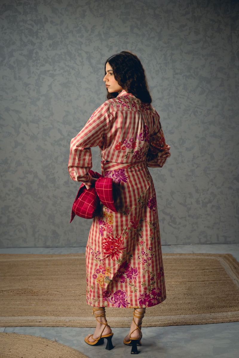 KANSO SHIRT SET satin by Paulmi & Harsh in pink color for women Worldwide