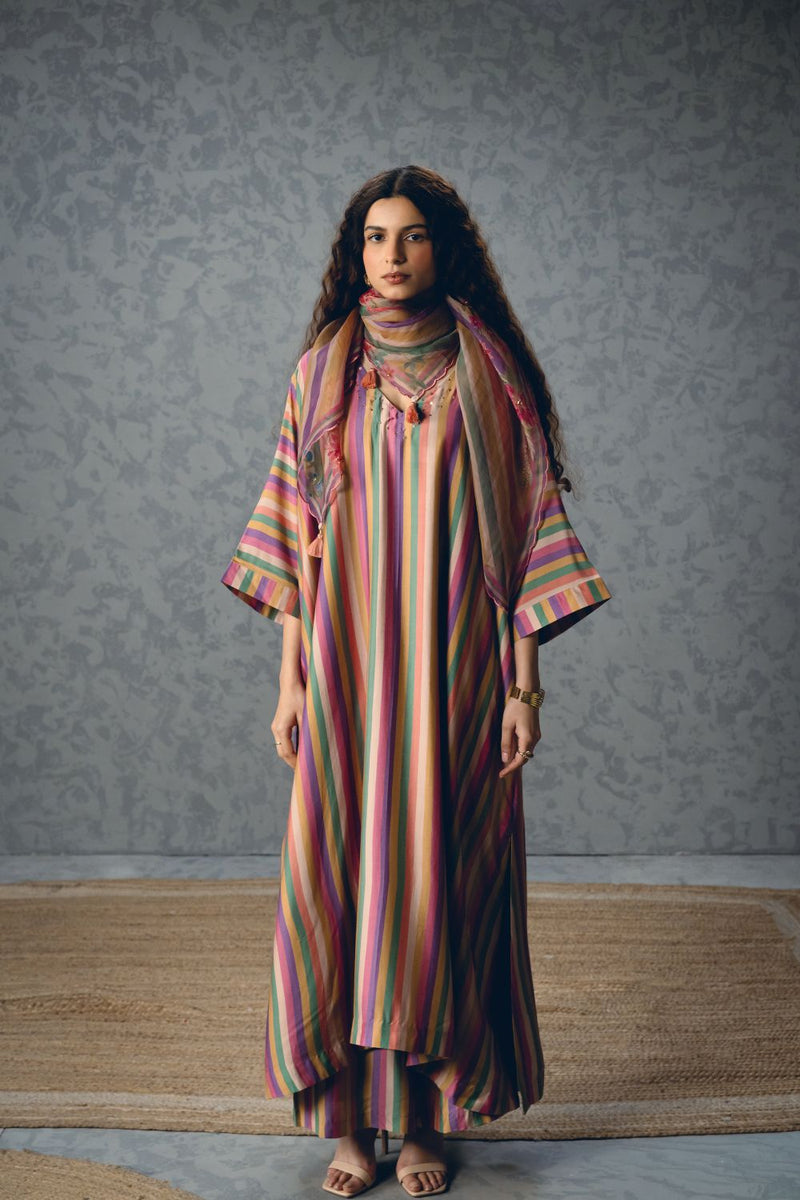AYAKA KURTA SET- EARTHY silk by Paulmi & Harsh in multi color for women Worldwide